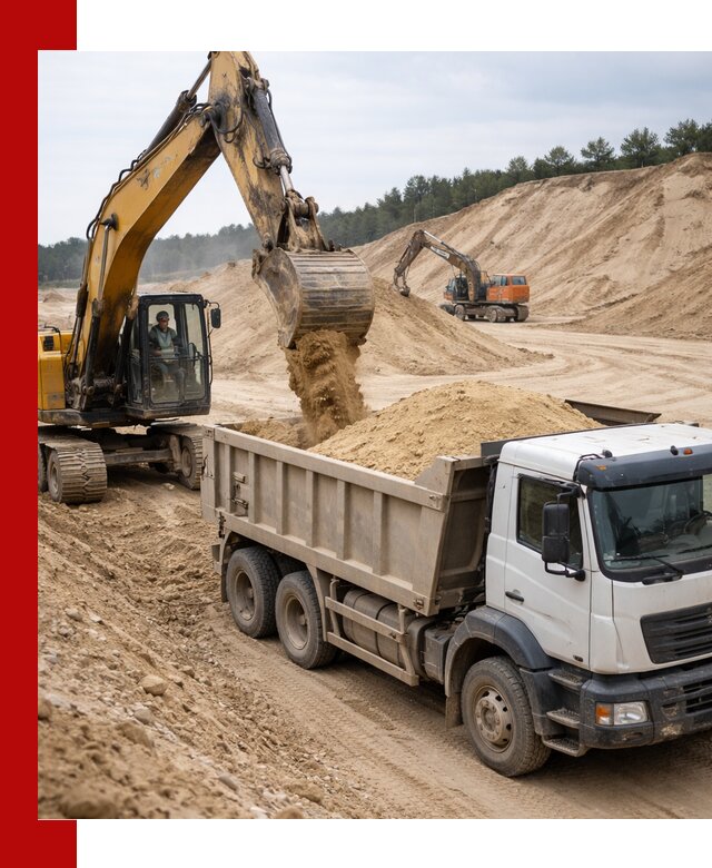 Доставка карьерного песка с самосвалами и разгрузкой в Саянске