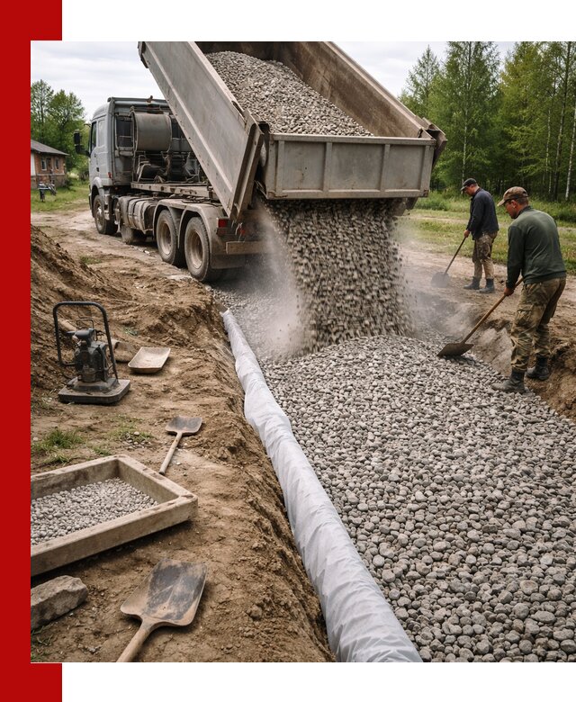 Гравий для дренажа с доставкой в Саянске качественный и недорогой