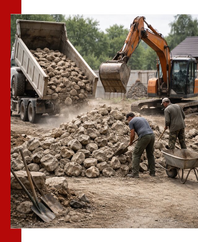 Доставка и разгрузка бутового камня в Саянске