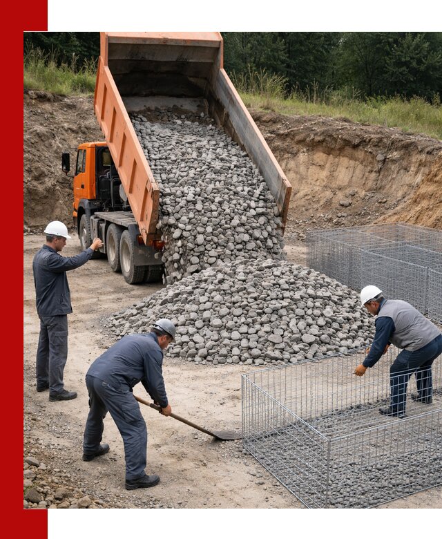 Камень для габионов с доставкой в Саянске быстро и надёжно