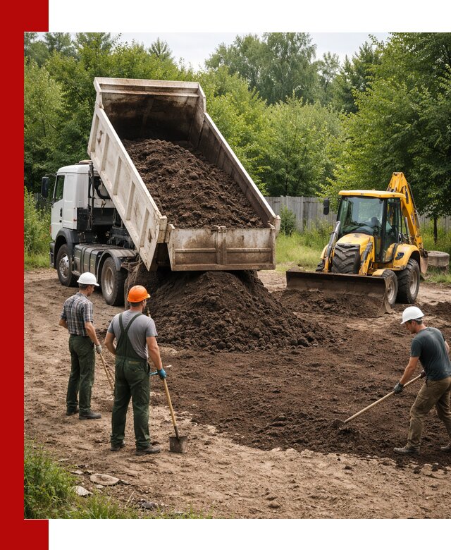 Доставка и укладка грунта для выравнивания участка в Саянске
