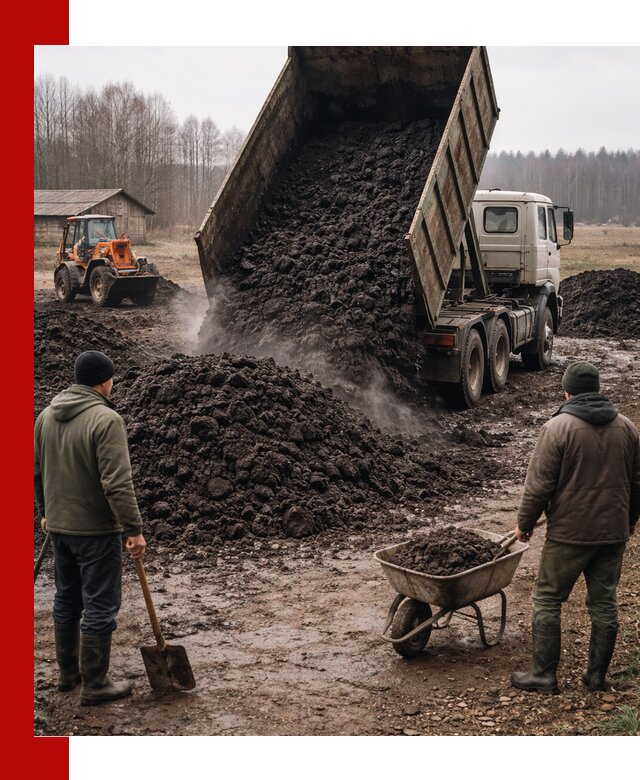 Доставка низинного торфа с разгрузкой и доставкой в Саянске