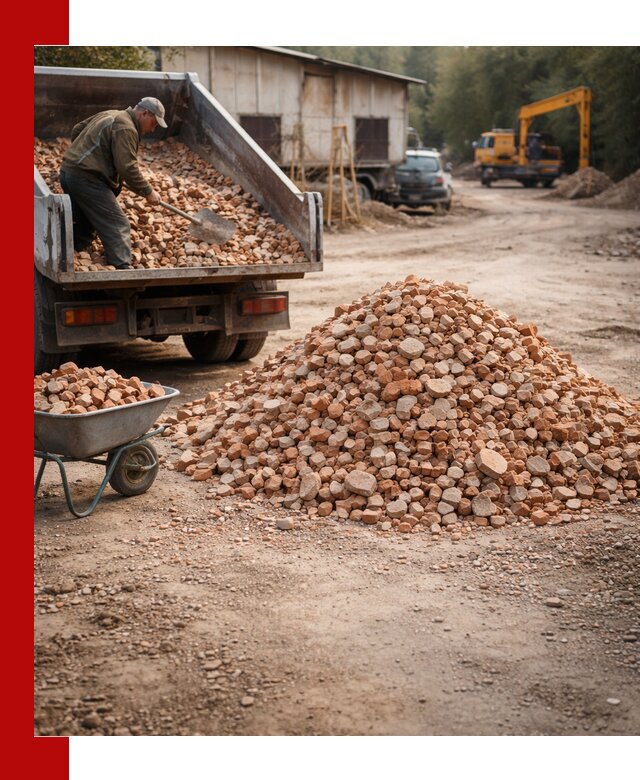 Доставка и подушка из боя кирпича с разгрузкой в Саянске