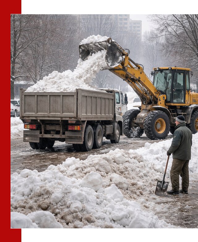 Вывоз снега грузовой техникой в Саянске оперативно и чисто
